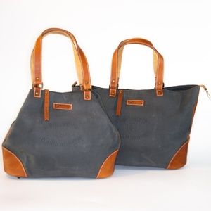 Canvas Leather Genuine Leather Handbag Vintage